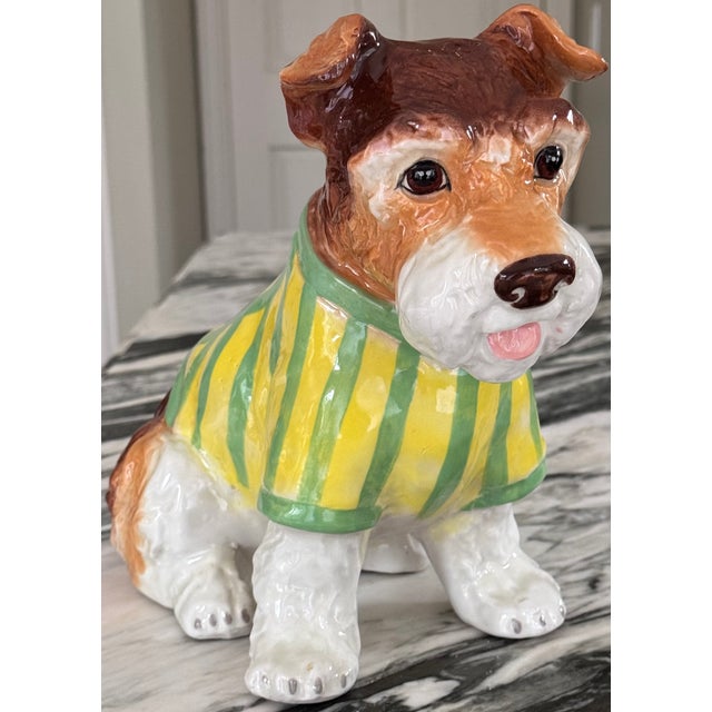 Vintage Ceramic Boston Terrier in Preppy Striped Sweater For Sale - Image 10 of 18