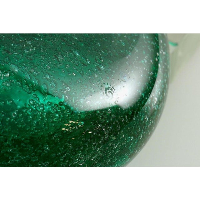 Vintage Emerald Pulegoso Vase with Gold Rim by Livio Seguso for Bisazza, 1993 For Sale - Image 16 of 17