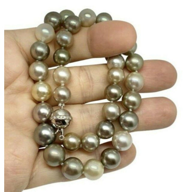 Diamond South Sea Pearl Necklace 14k Gold Certified For Sale - Image 4 of 10