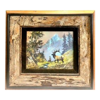 American West Mountain and Bull Elk Landscape, by Ted Blaylock For Sale