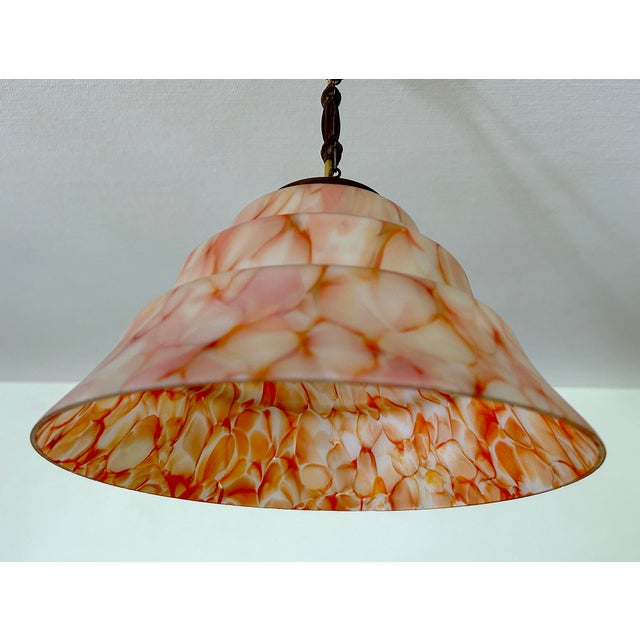 Art Deco Pendant Light in Marblel Glass, 1930s For Sale - Image 4 of 18