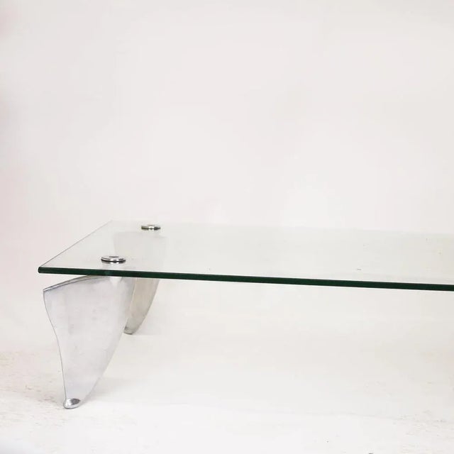 Vintage Fipper Coffee Table in Glass and Aluminum attributed to Matthew Hilton for SCP, 1980s For Sale - Image 5 of 12