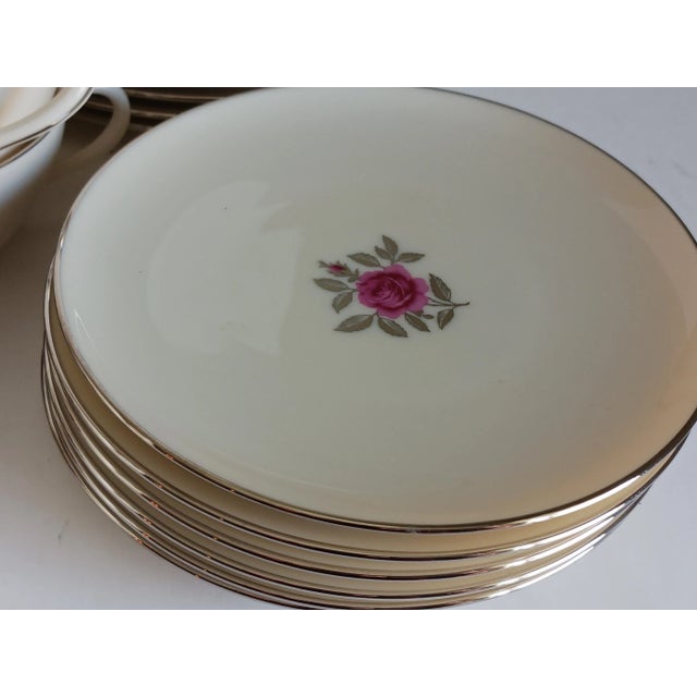 Lenox Roses Ballad Bone China Dinnerware Usa Six 5-Pc Place Settings- 30 Pieces For Sale - Image 4 of 7