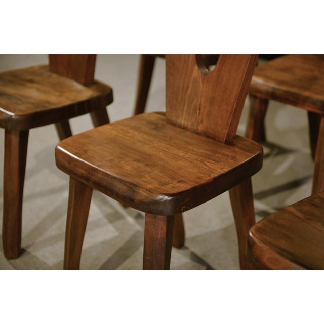 Brutalist Brutalist Chairs in Elm from Aranjou, 1950s, Set of 8 For Sale - Image 3 of 14