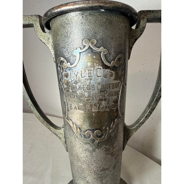 Antique 1930's Sterling Silver & Bronze Lyle Cup Engraved Speaking Trophy Award For Sale - Image 13 of 14