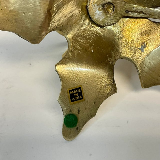 1970s Vintage Traditional Americana Brass Poinsettia Candle Holders - A Pair. For Sale - Image 12 of 12