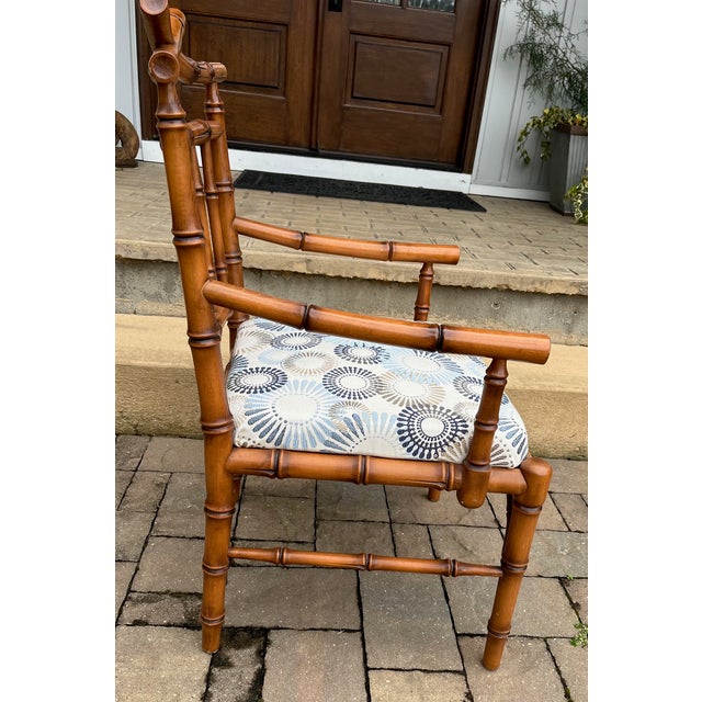 Early 21st Century Chinoiserie Influenced Faux Bamboo Chairs by Mark David Pair For Sale - Image 4 of 13