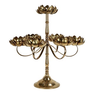 Mid Century Feldman Brass Lotus Candelabra For Sale