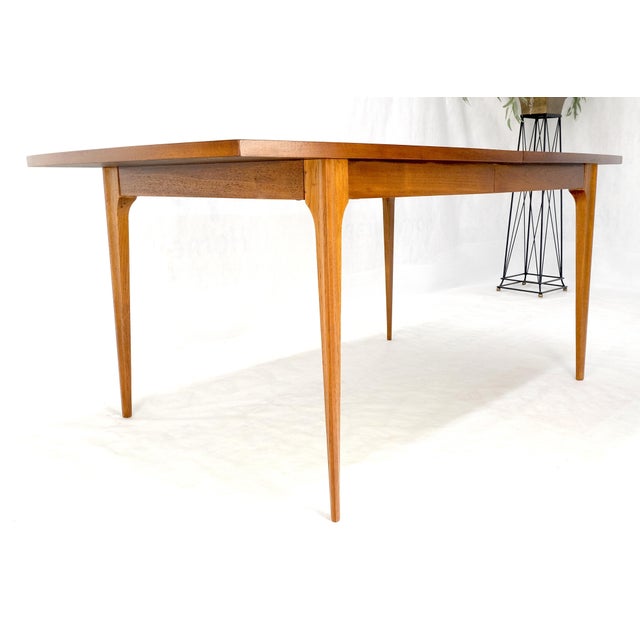 Wood Tapered Legs Walnut 3 Leaves Danish Mid Century 66" Long Dining Table MINT! For Sale - Image 7 of 13