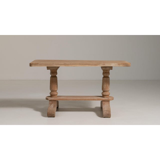 Wood 1970-1979 France Weathered Whitewash Cerused Oak Console For Sale - Image 7 of 10