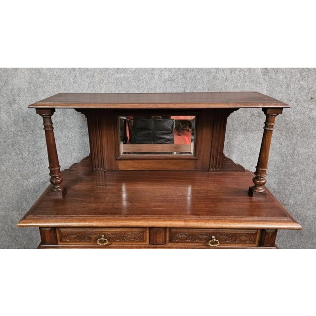 Antique Carved Walnut Cabinet with Terracotta Panels For Sale - Image 4 of 14