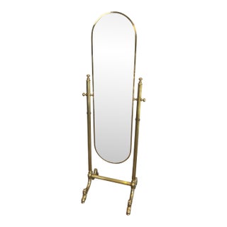 Neoclassical brass floor mirror in the style of Maison Jansen For Sale