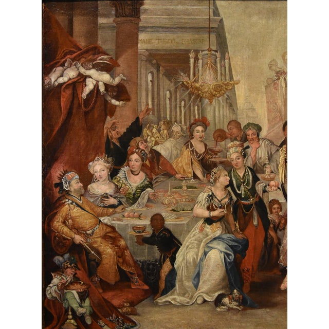 Circle of Frans Francken II Anversa, The Feast of Belshazzar, 1650, Oil on Canvas For Sale - Image 4 of 16