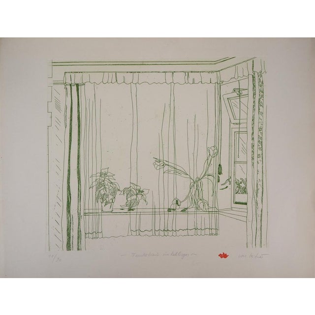 Gudrun Van Leitner, Bouquet of Tulips at the Window, Original Etching For Sale - Image 9 of 9