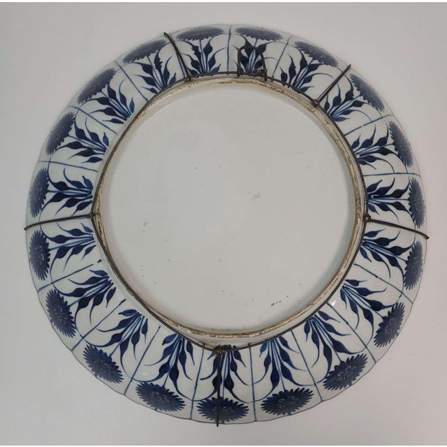 Antique Chinese Export Blue & White Porcelain Chargers For Sale - Image 4 of 8