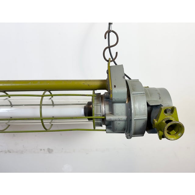 Soviet Industrial Grey Hanging Tube Light, 1970s For Sale - Image 10 of 18