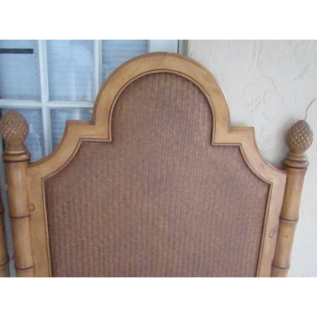 1980s 1980s Twin Headboard Tommy Bahama Wicker Rattan Bamboo With Pineapple Finals Set of 2 For Sale - Image 5 of 13