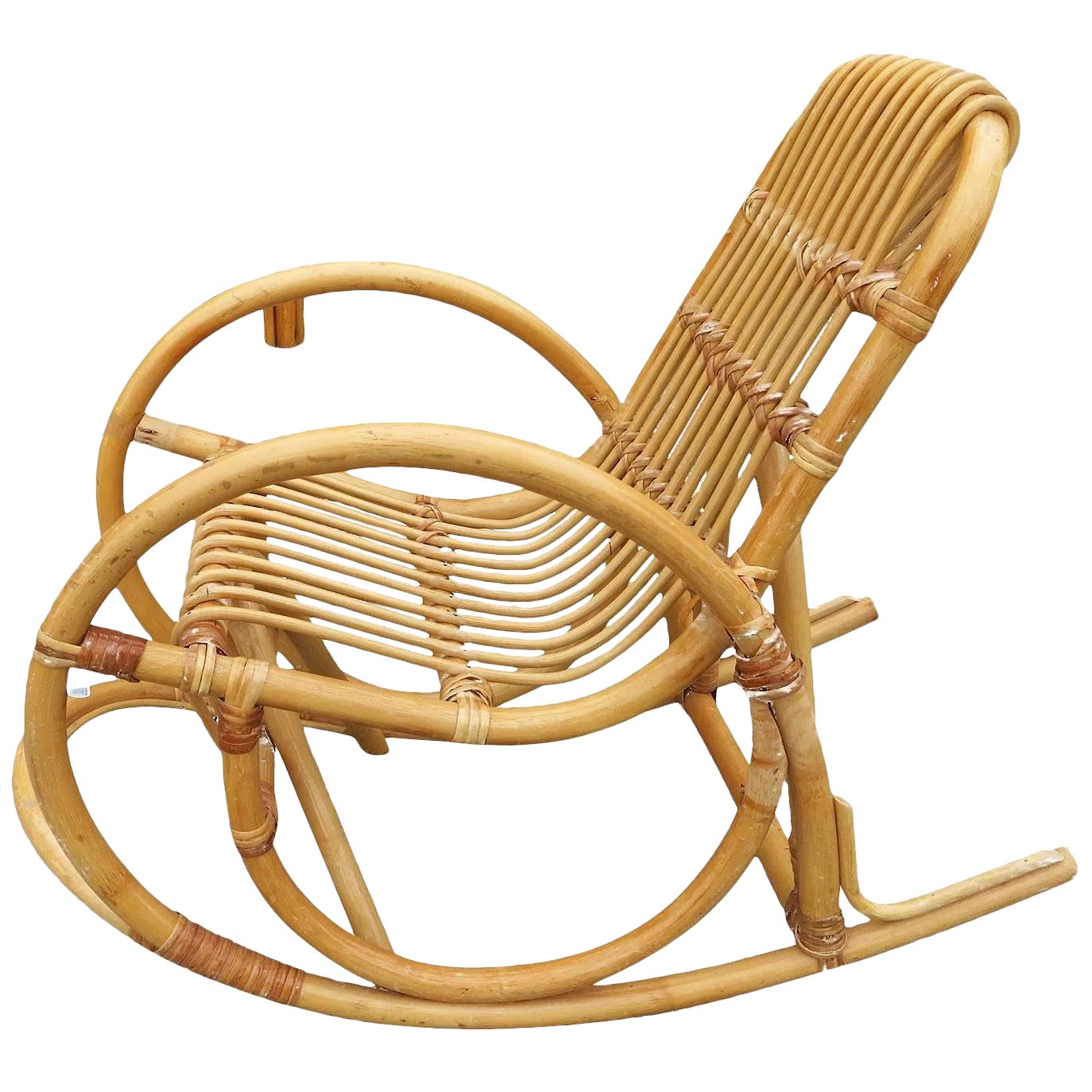 Restored Vintage Snake Arm Rattan Children's Rocking Chair Chairish
