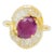 GIA Burma Ruby Oval and White Diamond Ring in 18k Yellow Gold, size 6.25 For Sale
