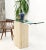 Travertine Pedestal Base Glass Top Console Sofa Hall Table For Sale - Image 11 of 13