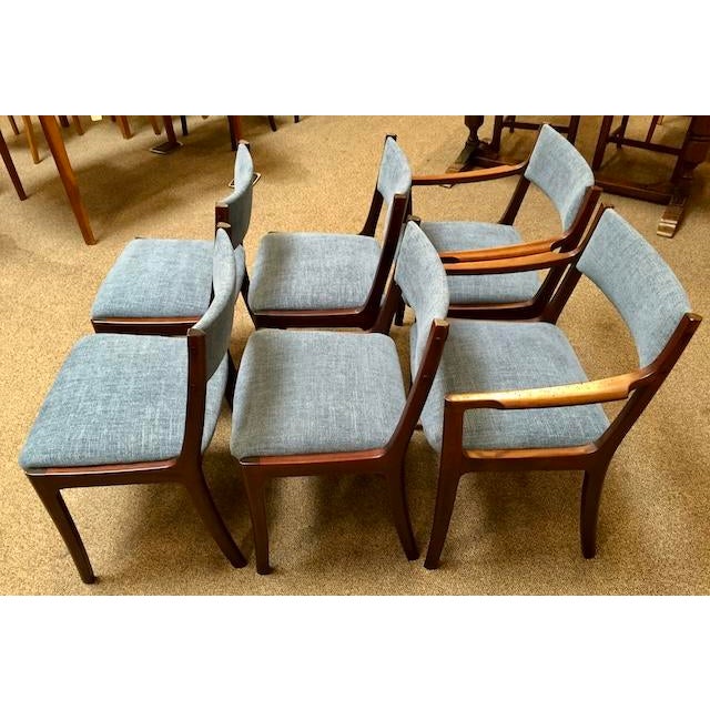 Mid 20th Century Set of Six Danish Modern Mahogany Framed Dining Chairs by Andels-Möbel-Magasinet, Denmark c.1960 For Sale - Image 5 of 7