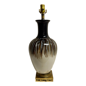 Mid-Century Asian Modern Ceramic Lamp on Brass Base