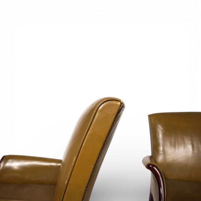 Vintage Moss Green Froxfield Leather Chairs by Parker Knoll, 1960, Set of 2 For Sale - Image 14 of 17