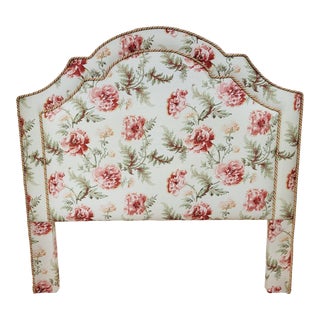 Vintage 20th C American Modern Floral Upholstered Queen Headboard For Sale