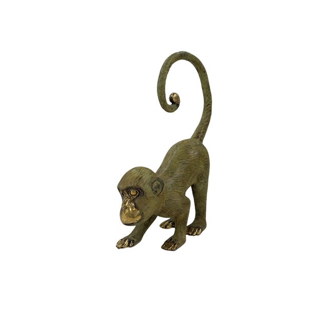 2020s Cast Bronze Monkey Sculpture — Playful Form With Curled Tail and Dual Patina For Sale - Image 5 of 7