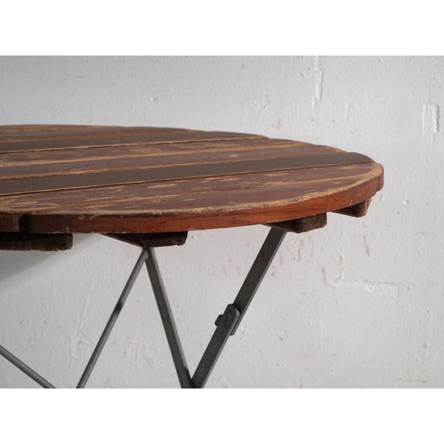 Antique Folding Garden Table in Wood and Iron, Central Europe, 1950 For Sale - Image 5 of 11
