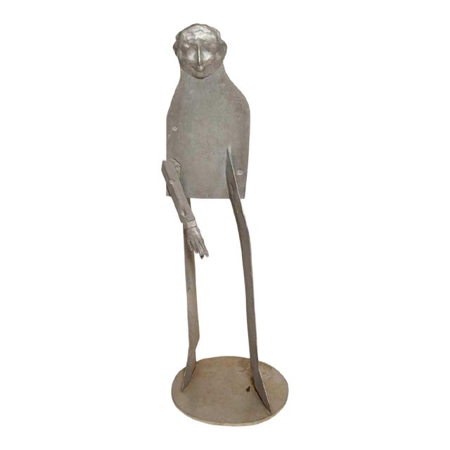 William King, 1960s Pop Art Unique Cast Aluminum Sculpture Cool Cat Bell Bottoms Americana For Sale