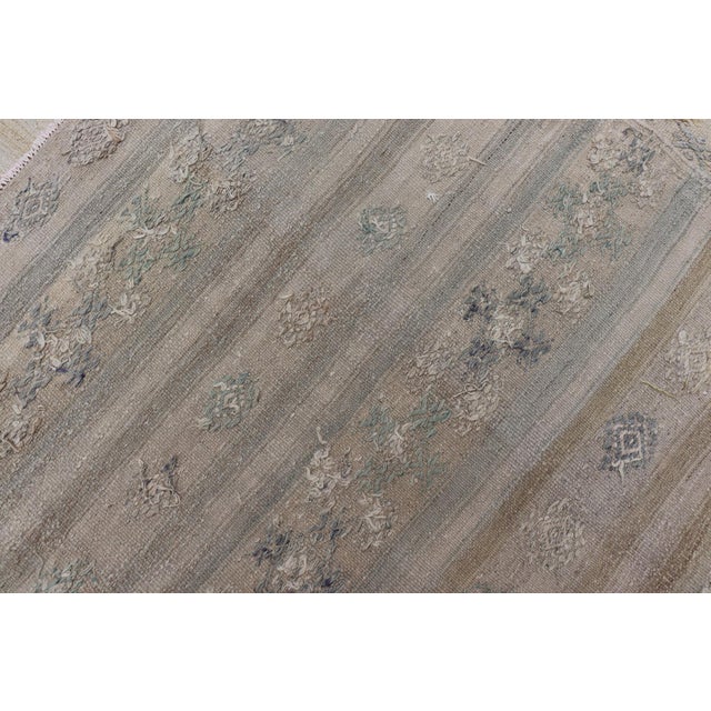Turkish Vintage Gallery Flat-Weave Kilim With Stripes and Embroideries For Sale - Image 12 of 12