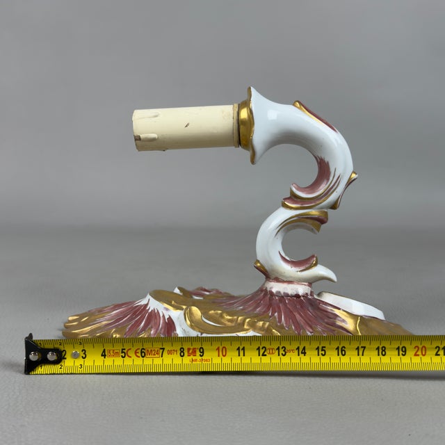 20th Century Wall Lamps in Limoges Porcelain and Gold, France, Set of 2 For Sale - Image 10 of 12