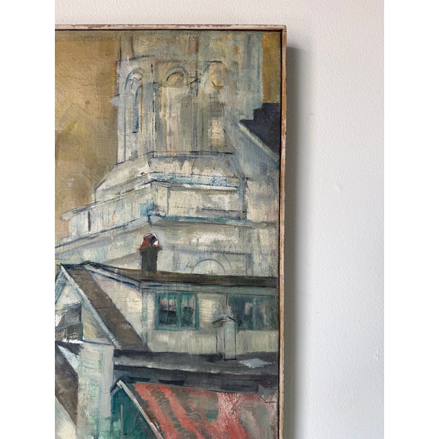 1960s 1970s Vintage Impressionist Cityscape Oil on Canvas Painting, Signed For Sale - Image 5 of 12