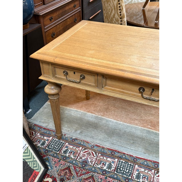 Wood Restoration Hardware French Partner's Desk For Sale - Image 7 of 12
