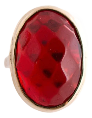 Mid 20th Century Faceted Red Amber Ring, Size 9.5