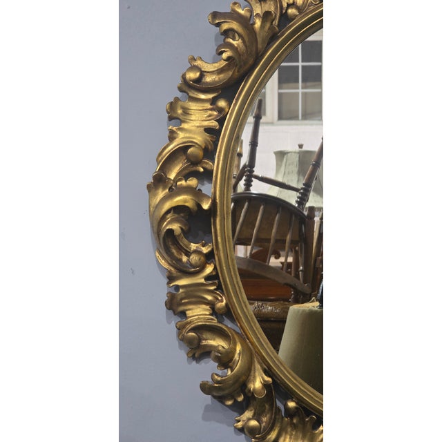 Large Deep Carved Oval Gilt Mirror, 1910 For Sale - Image 12 of 14