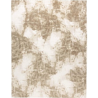 Desert Haze Abstract Modern Rug In Beige With Tan, Silk "Sandstorm" For Sale