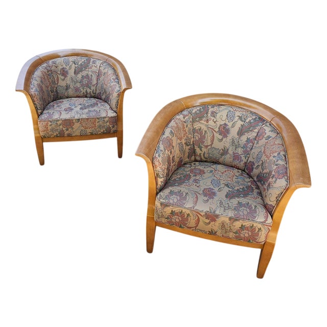 Vintage Chairs with Floral Fabric, 1980s, Set of 2 For Sale