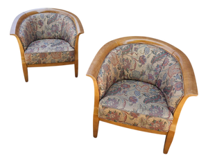 Vintage Chairs with Floral Fabric, 1980s, Set of 2