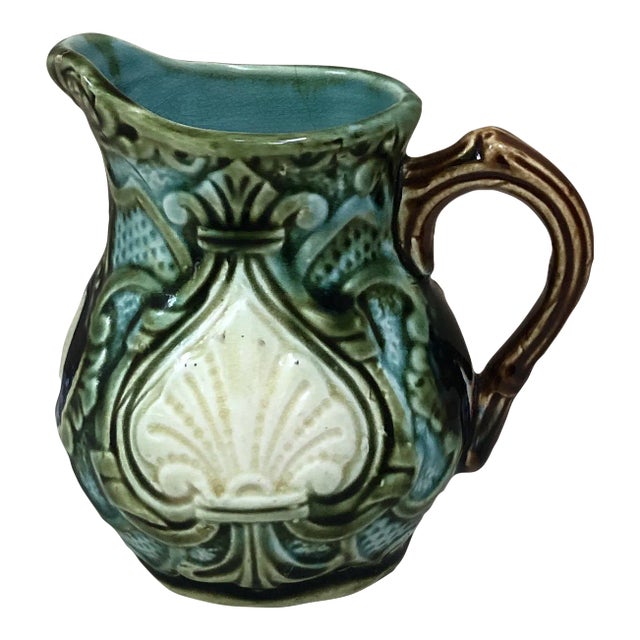 19th Century French Majolica Pitcher Onnaing For Sale