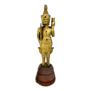 Late 19th. Century Antique Thai Gilt Temple Deity Figure Statue