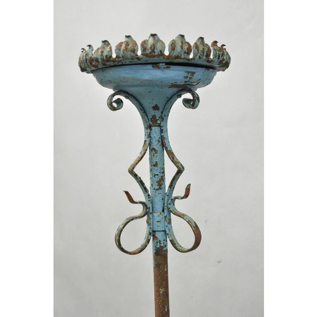 Antique Gothic Renaissance Wrought Iron Italian Candle Holder Candelabra - Pair For Sale - Image 13 of 14