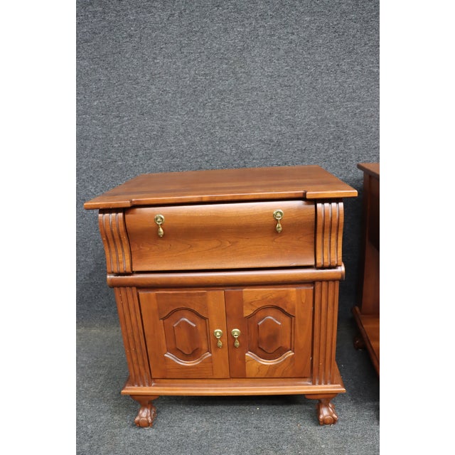 Traditional Pair of Dutch Designs Cherry Wood Traditional Nightstands For Sale - Image 3 of 13