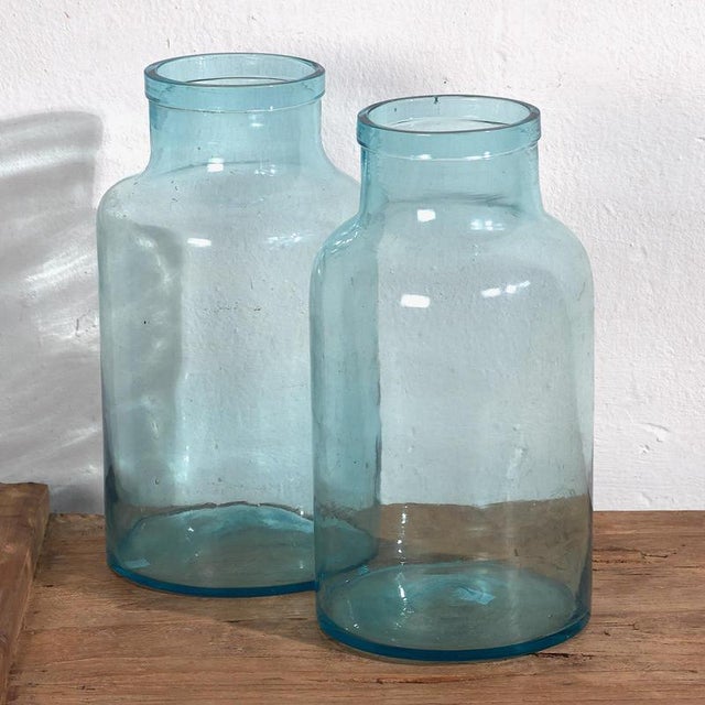 Glass Blue Jars, 1920s, Set of 2 For Sale - Image 7 of 7