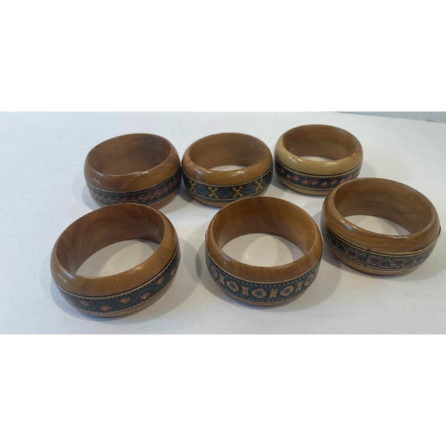 Vintage Wooden Napkin Rings - Set of 6 For Sale - Image 4 of 6