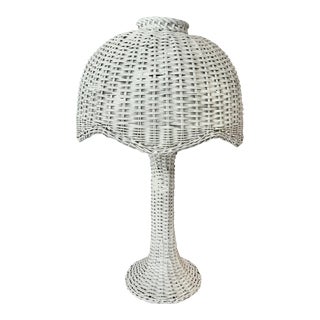 Vintage Wicker Lamp and Shade For Sale