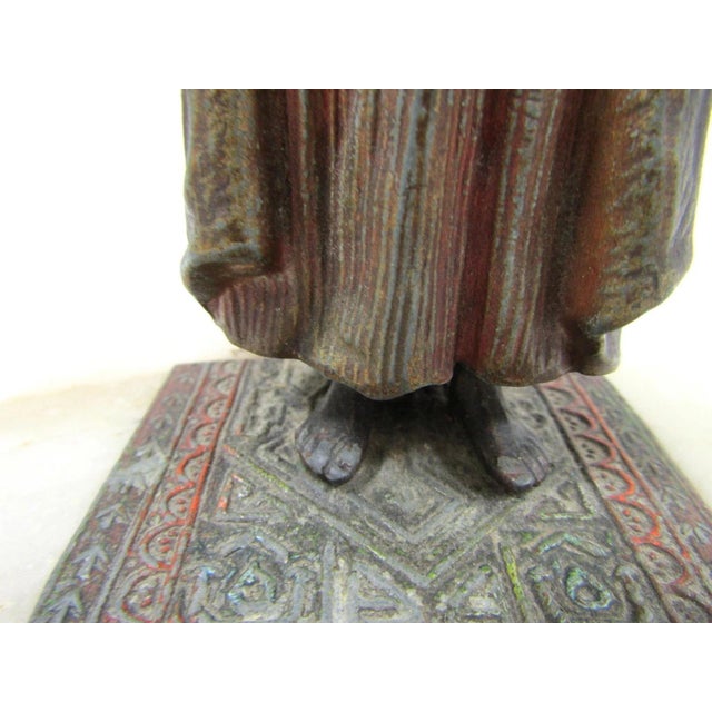 Antique Cold-Painted Bronze Praying Man Figurine Attributed to Franz Bergman For Sale - Image 12 of 17