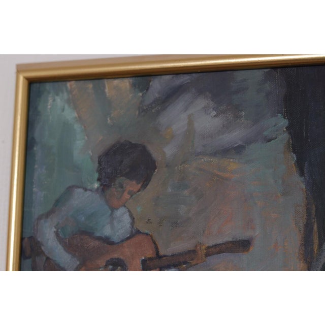 Calle Svensson, Troubadour with His Guitar, 1950s, Oil on Canvas, Framed For Sale - Image 12 of 15