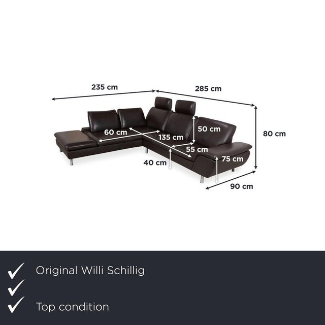 We present to you the Willi Schillig leather corner sofa in brown, with manual reclining function. I have official proof...